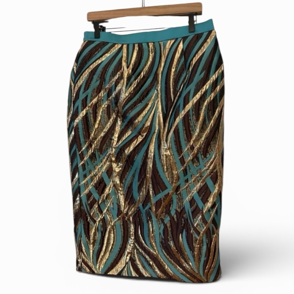 Divine Queen International Brocade Skirt Turquoise Size 12